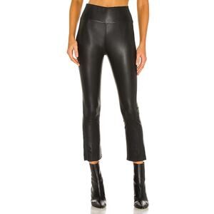Sprwmn Crop Flare Black Leather Legging Size L